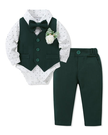 Baby Boy Suit Set Formal Outfit Wedding Baptism Green