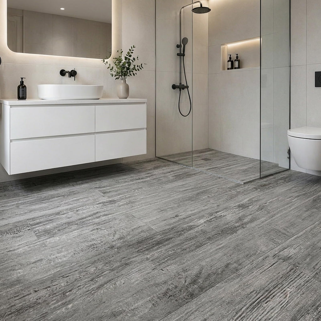 36-Pack Peel and Stick PVC Floor Tiles (54 Sq.Ft), Grey