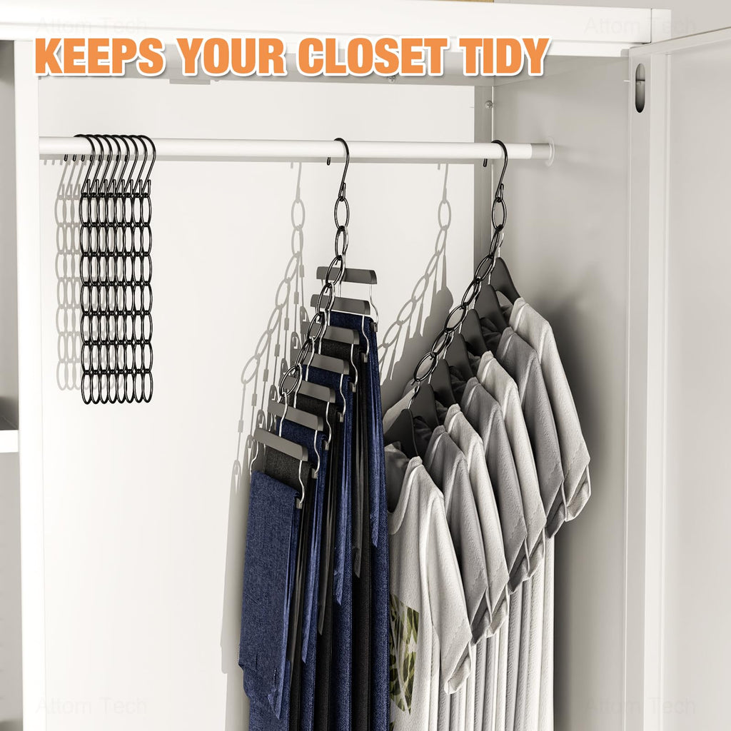 Space Saving Hangers 20-Pack, Metal Closet Organizer with Safety Cap