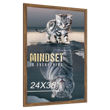 24x36 Rustic Brown Poster Frame, Distressed Brown Large Picture Frame Family Memorial Photo Vertical Horizontal