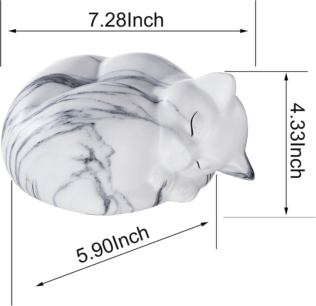 Pet Urns, Sleeping Resin Cremation Cat Urn, Cat Urns for Ashes, Small Animal Urn (White)...