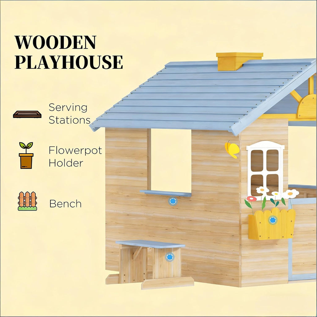 Kids Outdoor Wooden Playhouse