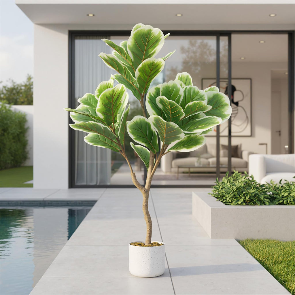 3.3FT Artificial Fiddle Leaf Fig Tree with Pot, Evergreen Tall Fake Plants, Large Potted Fake Fig Trees Floor Plants