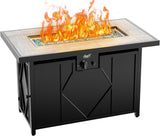 42 Inch Propane Fire Pit Table - Outdoor Patio with Lava Rocks