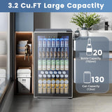 Mini Fridge 130 Can Beverage Refrigerator Cooler, 3.2 Cu.Ft Drink Fridge for Sod