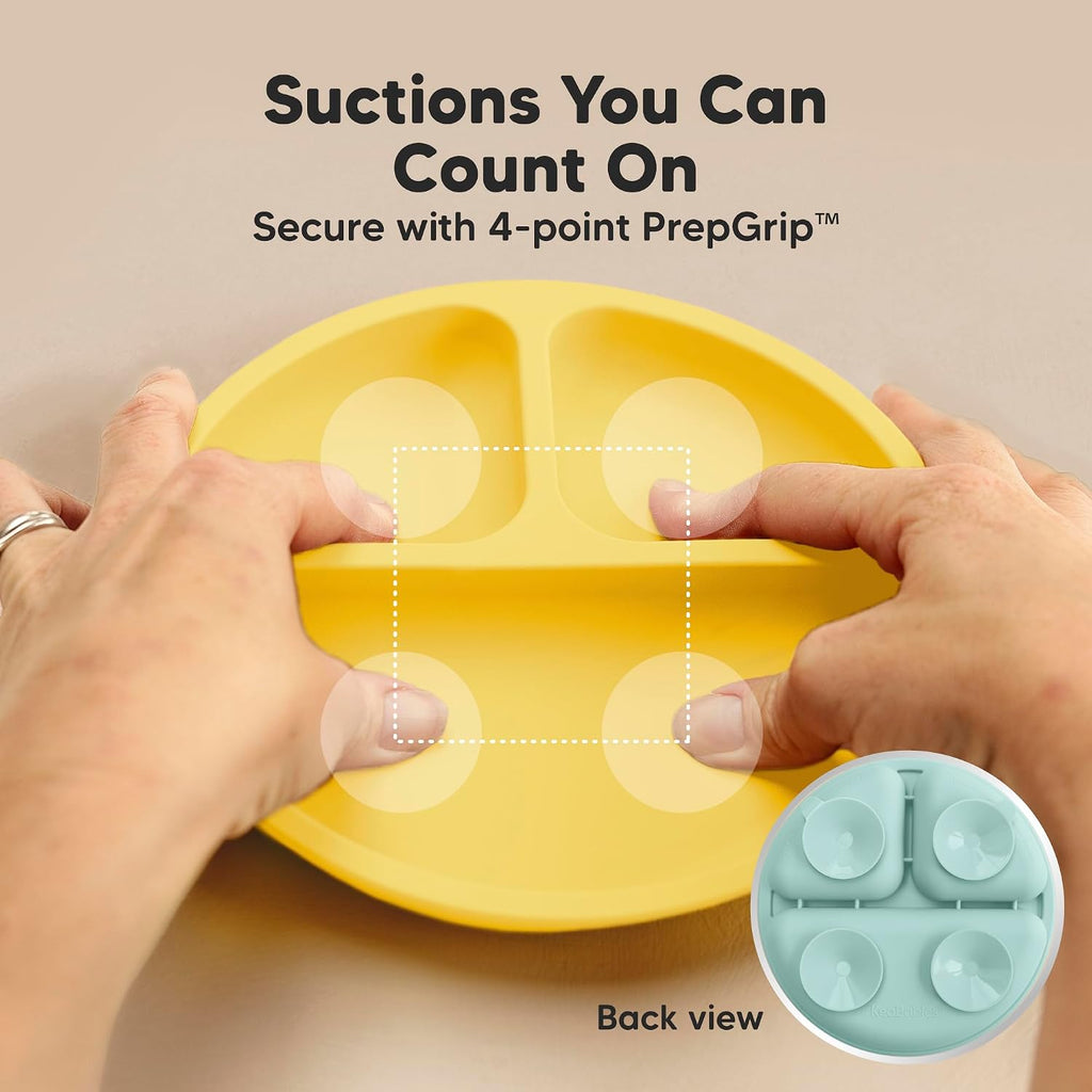 Suction Plates with Lids for Baby, 3pk, BPA-Free Silicone, Amaze