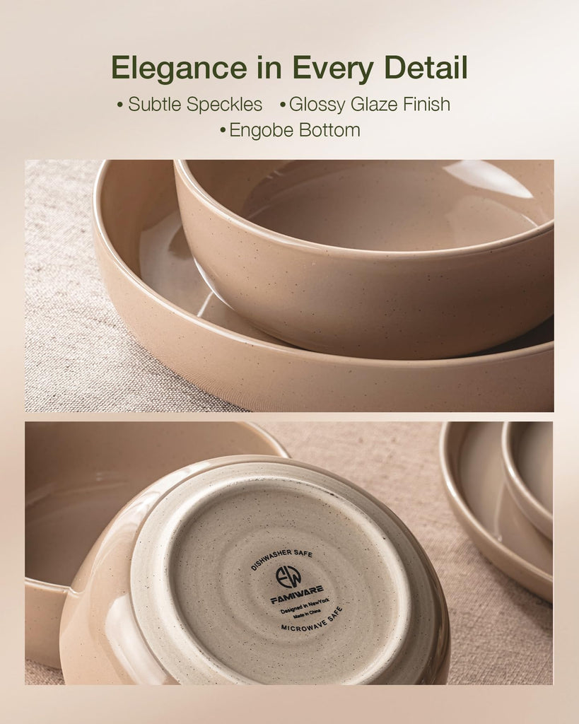 Milkyway 12-Piece Stoneware Dinnerware Set, Cinnamon Brown