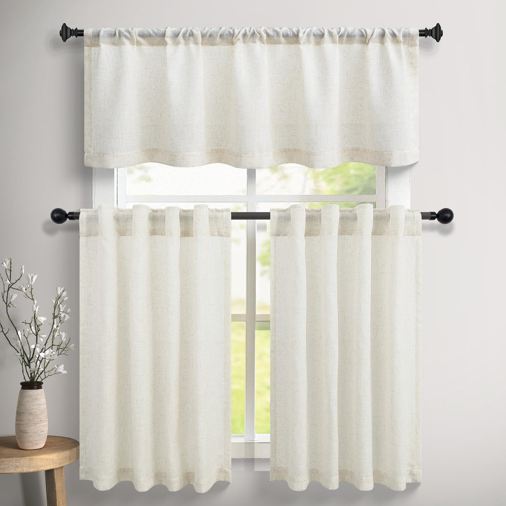 Farmhouse Kitchen Valance for Window Natural Linen Sheer Valance Curtain Bathroom Laundry Cafe Curtain Small Boho