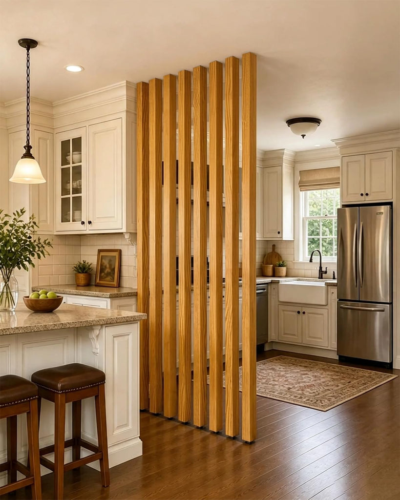 8′ Partition Posts Room Divider, Natural Wood Grain Screen Divider Columns