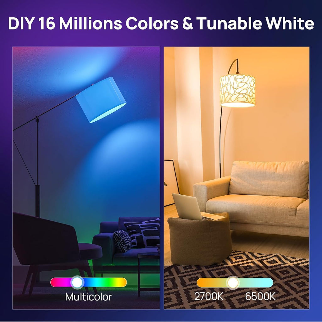 A19 Smart Light Bulbs, 800 Lumens, 6-Pack