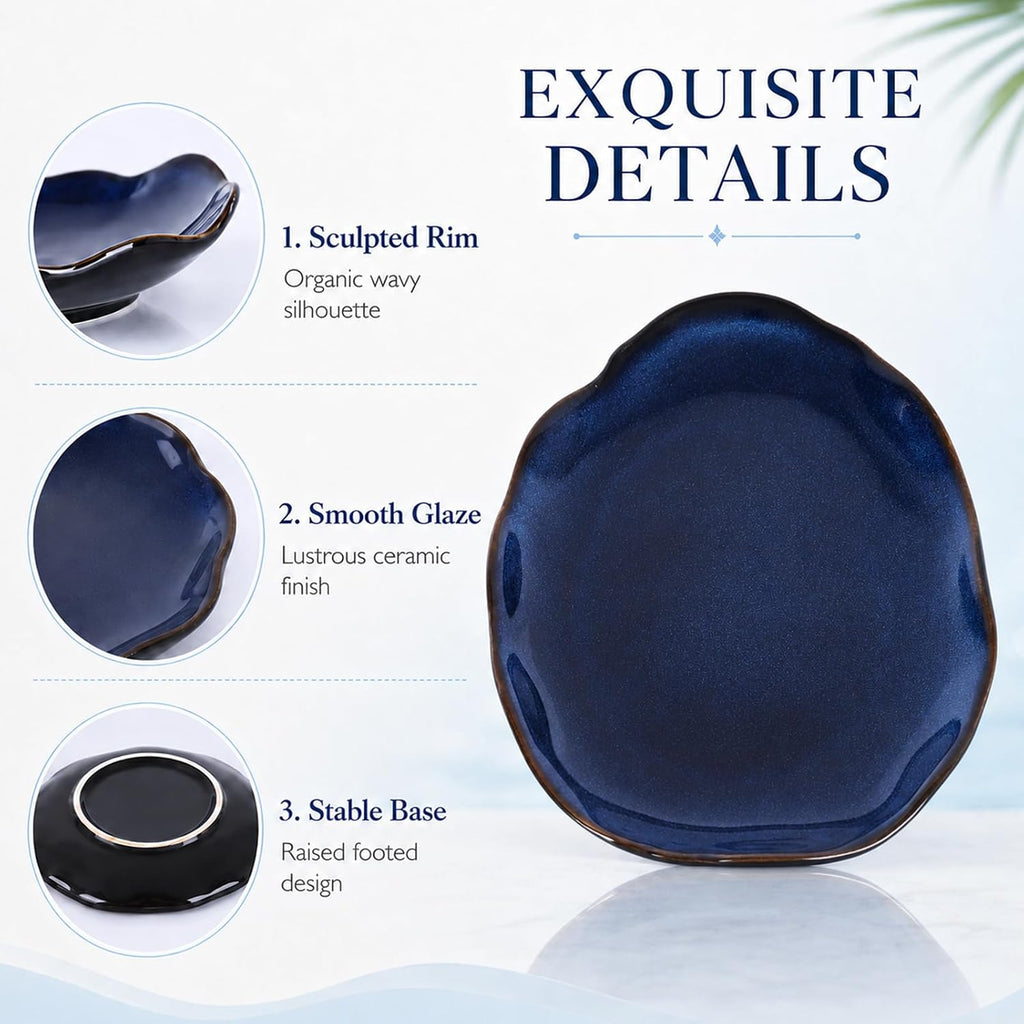 Decorative Ceramic Bowl Pottery Bowl Decor Shallow Catchall Dish for Keys Candy Jewelry Irregular Glazed Tray