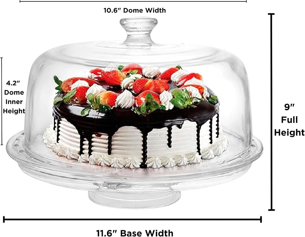 Extra Large (12") 6 in 1 Acrylic Cake Stand with Dome Lid Multifunctional