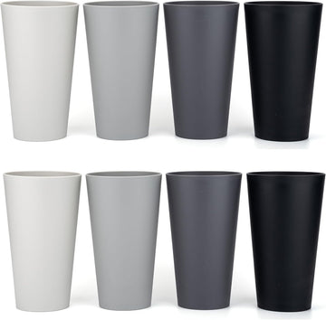 32-ounce Plastic Tumblers Large Drinking Glasses, set of 8 Grey Stone