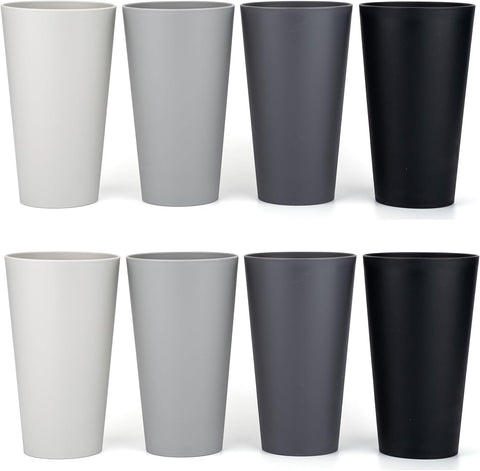 32-ounce Plastic Tumblers Large Drinking Glasses, set of 8 Grey Stone