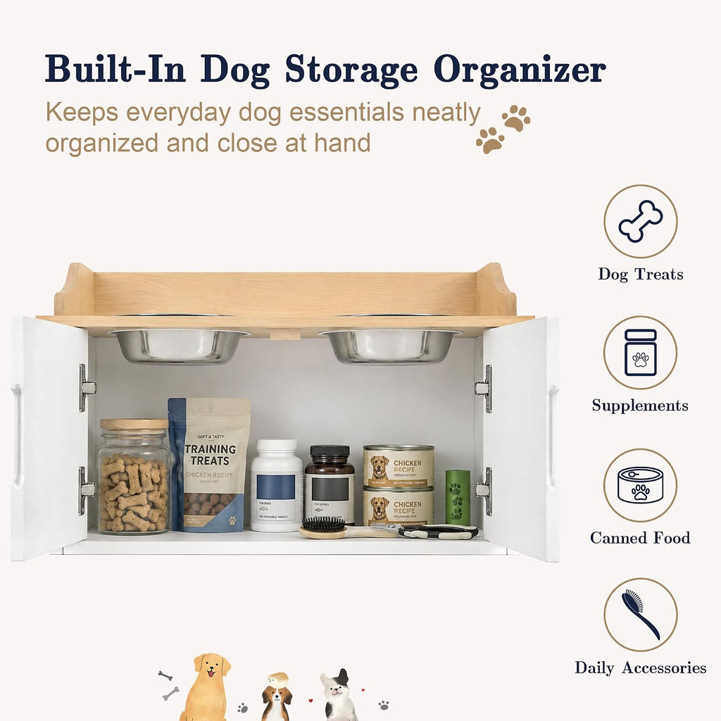 Elevated Dog Bowls with Storage, Dog Food Storage and Feeder