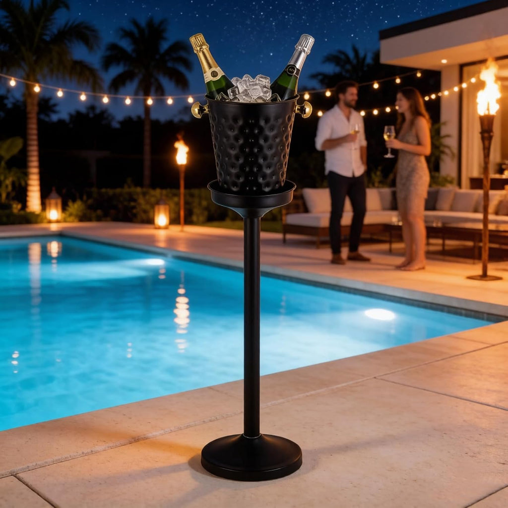 Stainless Steel Champagne Ice Bucket with Stand - Set of 2