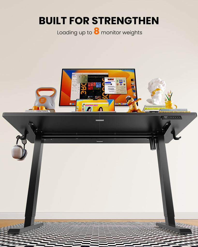 Electric Standing Desk, 55 x 28 inch Height Adjustable Sit Stand Up Desk, Computer Home Office Desk with 4 Memory