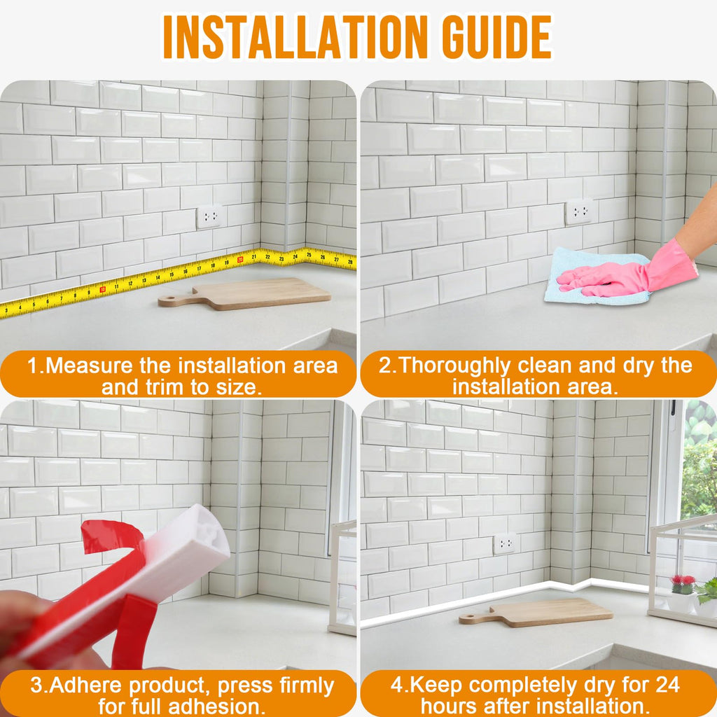 Flexible Quarter Round Molding Trim - 157in Waterproof Bendable Silicone Peel and Stick Molding Trim for Walls