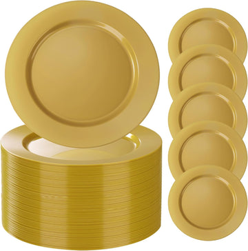 Inch Gold Plastic Charger Plates - Set of 100