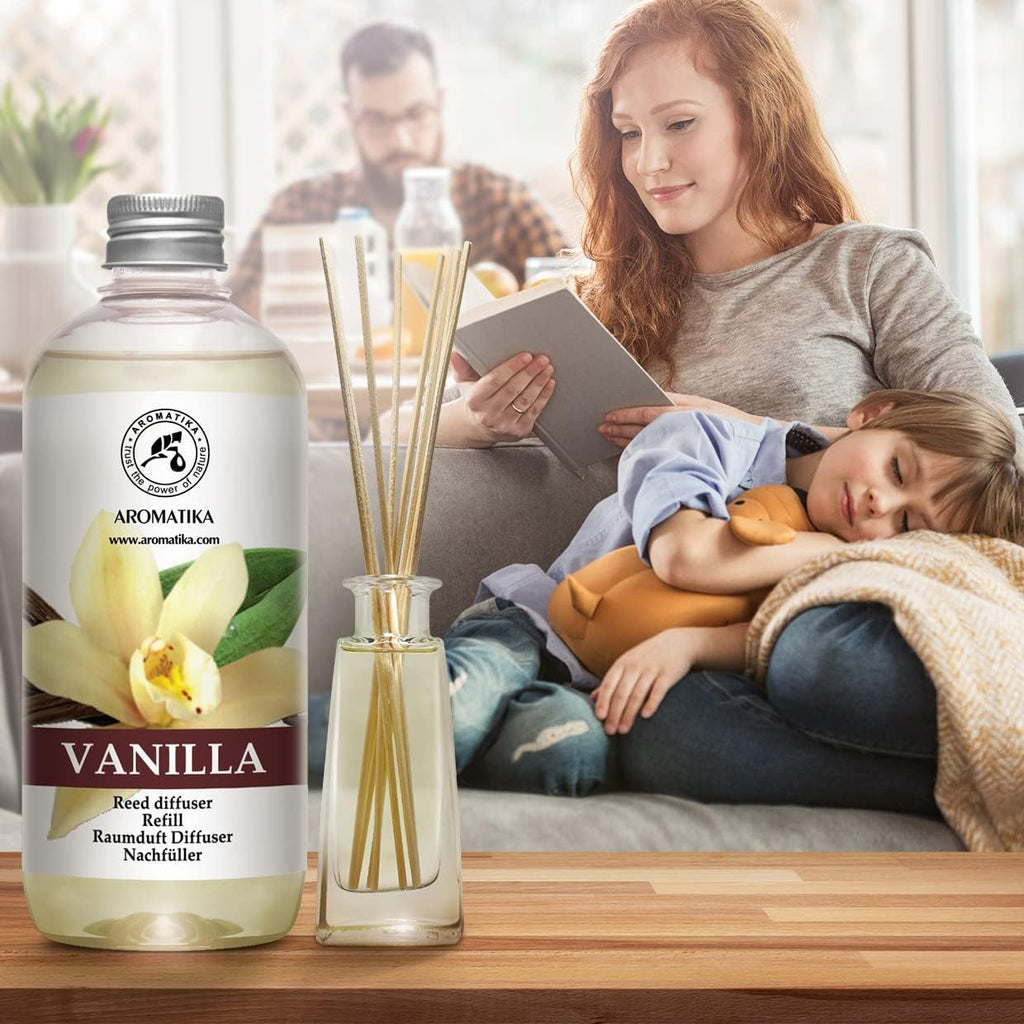 Vanilla Reed Diffuser Refill with Natural Vanilla Essential Oil - 17 Fl Oz - Fresh, Long-Lasting Fragrance - Set of 17