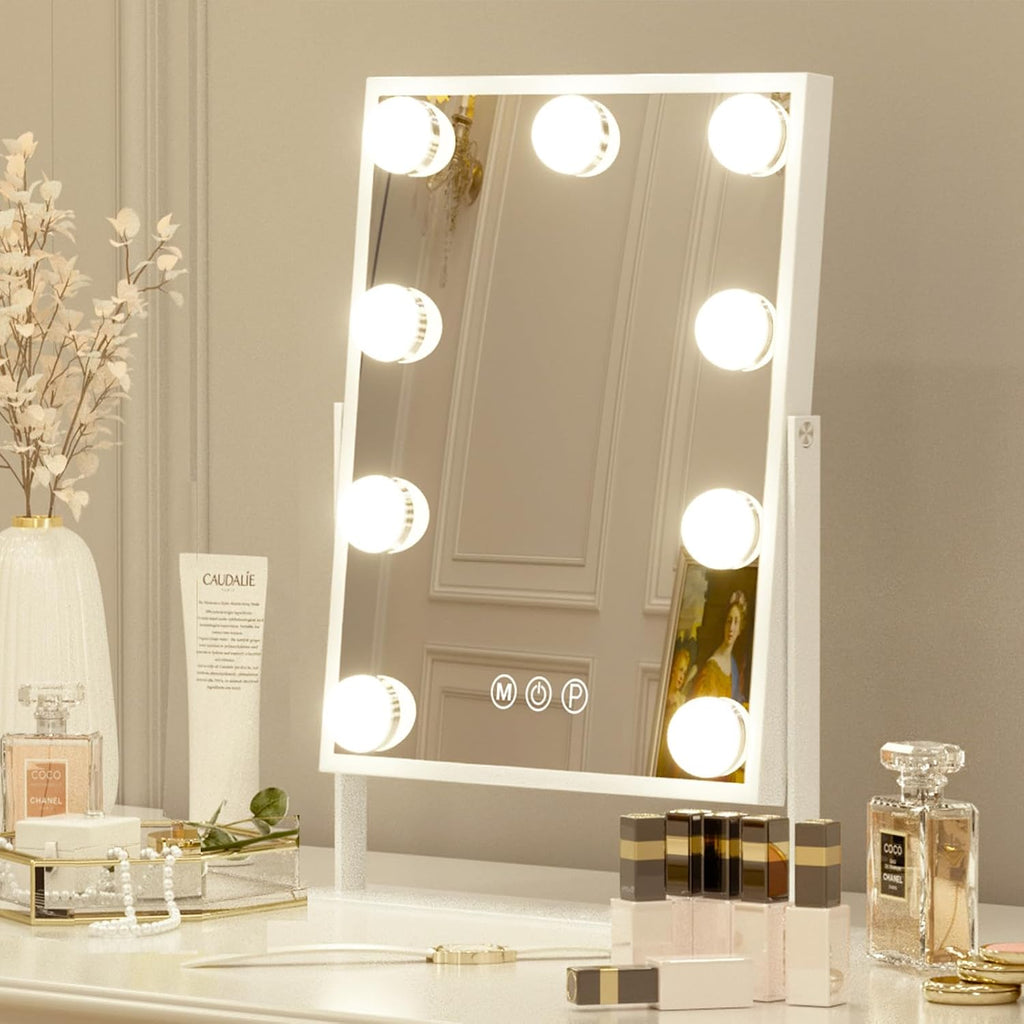 Vanity Mirror with Light Lighted Makeup Mirror Vanity Smart Touch Control 3Colors Dimmable Detachable 10X