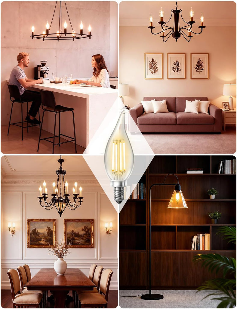 Chandelier Light Bulbs, Candelabra Light Bulbs 40 Watt Equivalent E12 LED Bulb Dimmable, 2700K Soft Warm White, 4.5W