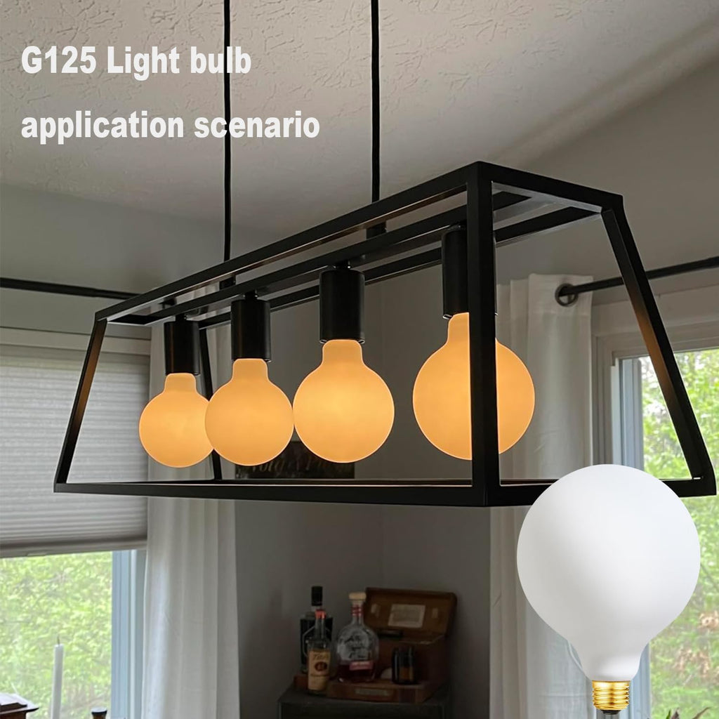 Globe Light Bulbs 60 Watt Replacement for Decorative,Matt White,E26 Dimmable Warm White Large G40(G125) 6Watt(60Watt