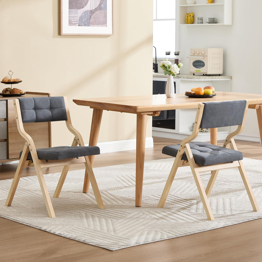 6-Pack Folding Dining Chairs with Cushion, Padded Foldable Dining Chairs, Portable Wooden Folding Chairs s Kitchen
