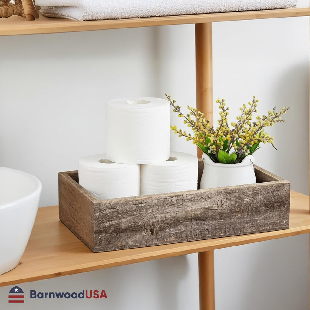 Small Wooden Planter Box, 21x7.5x3, Natural Weathered Gray