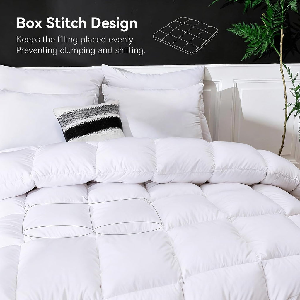 Goose Feather Down Fiber Comforter Twin, Ultra Soft Medium Warm Duvet Insert