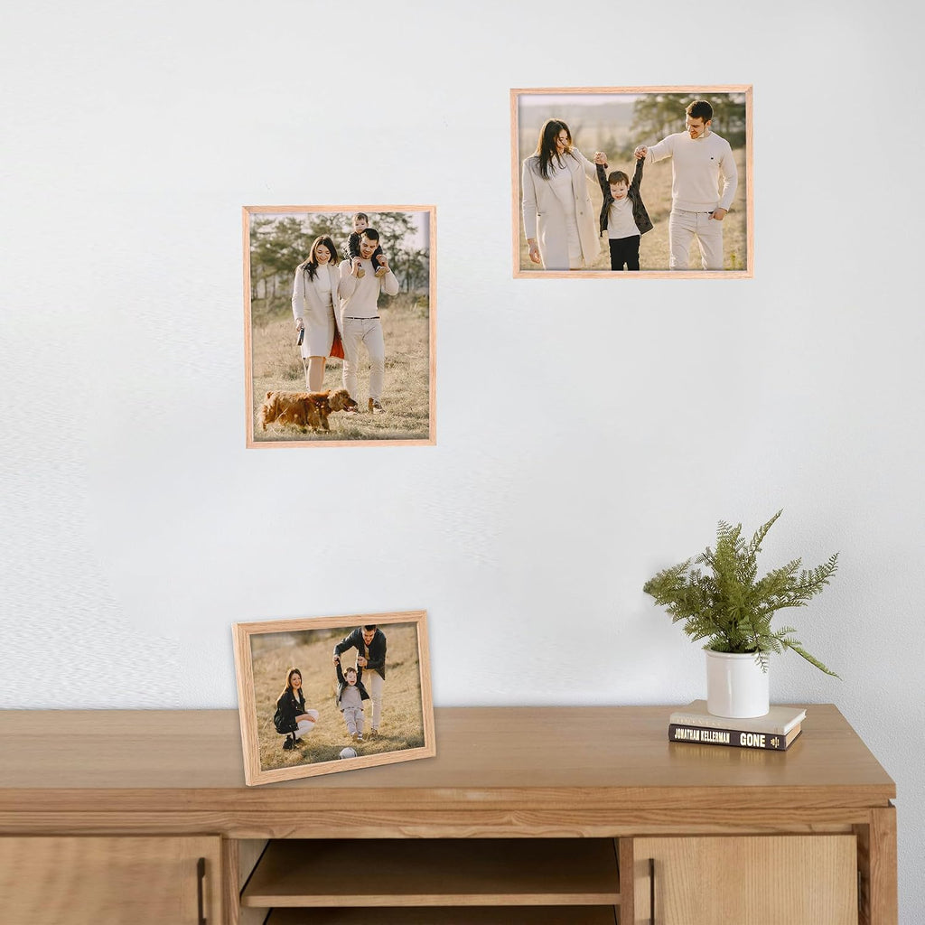 8x10 Picture Frame Set of 6 Natural Solid Oak Wood Frame | 8 by 10 Wooden Photo Frame 10x8 Beige Frame with