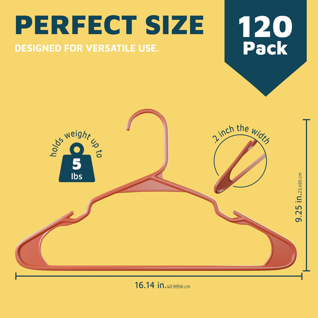 Plastic Clothes Hangers - Heavy Duty Hanger Set, for Organizing Clothes, Dresses, and Coat, Holds Up to 5 lbs