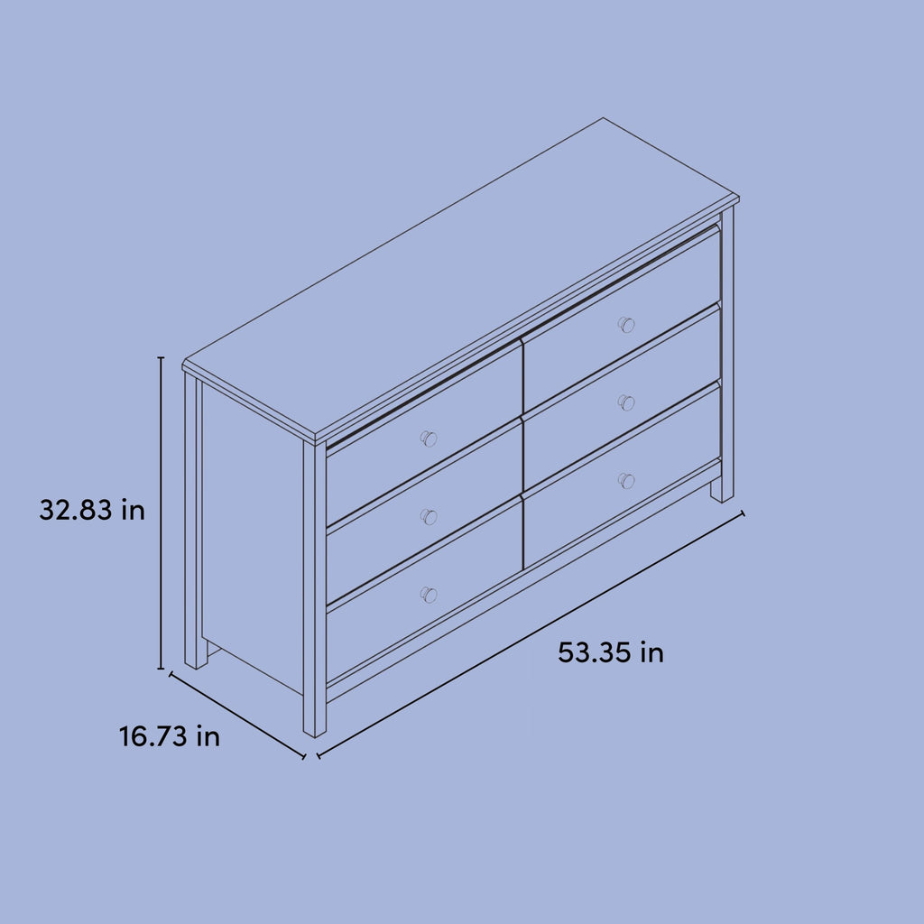 Alpine 6-Drawer Dresser, Gray
