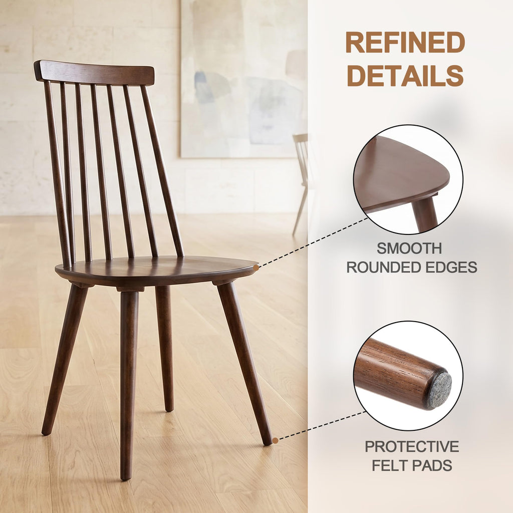 Walnut Windsor Wooden Dining Chairs Set of 6