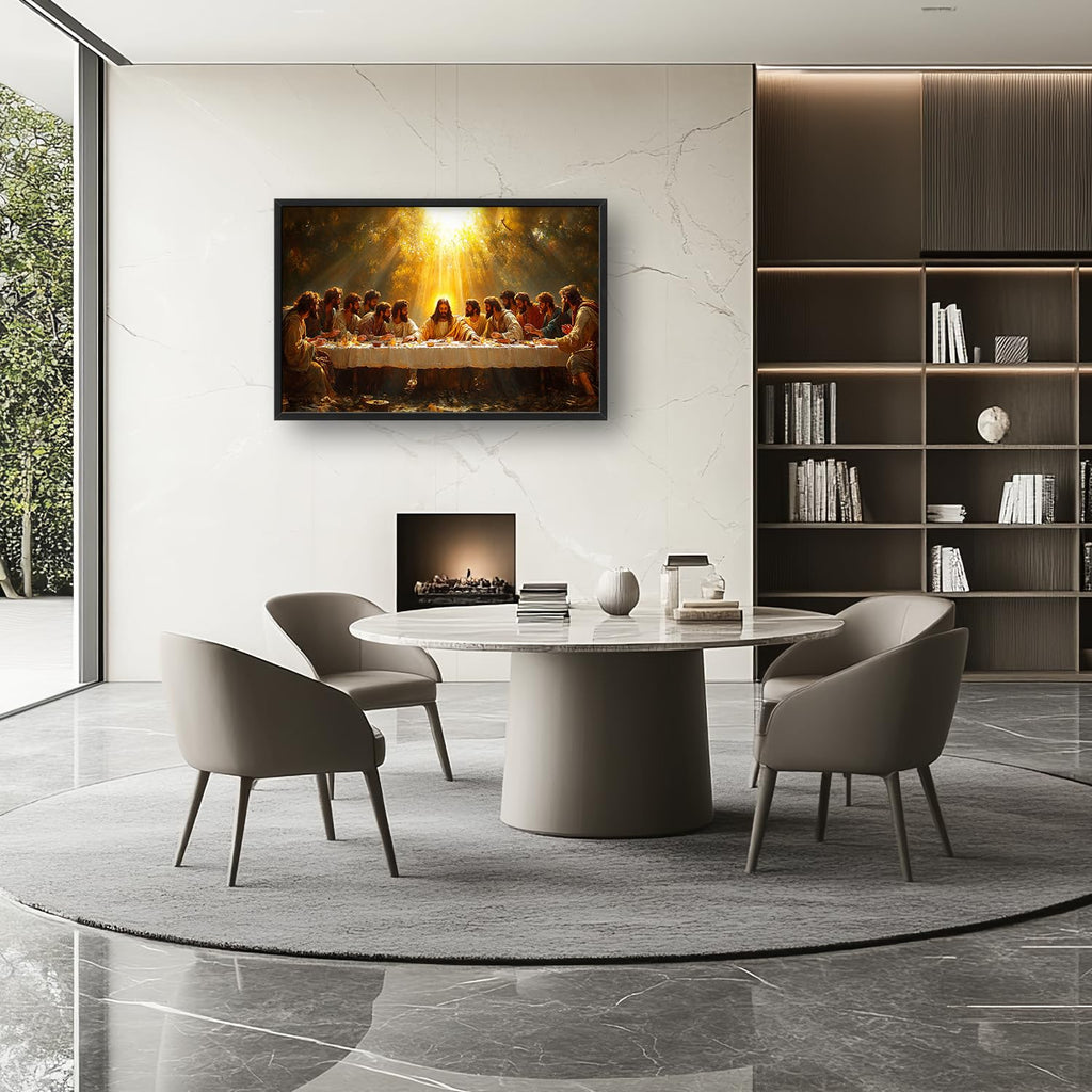 Large The Last Supper Wall Art, Christian Canvas Oversized Wall Decor, Jesus Aesthetics Framed Pictures Painting