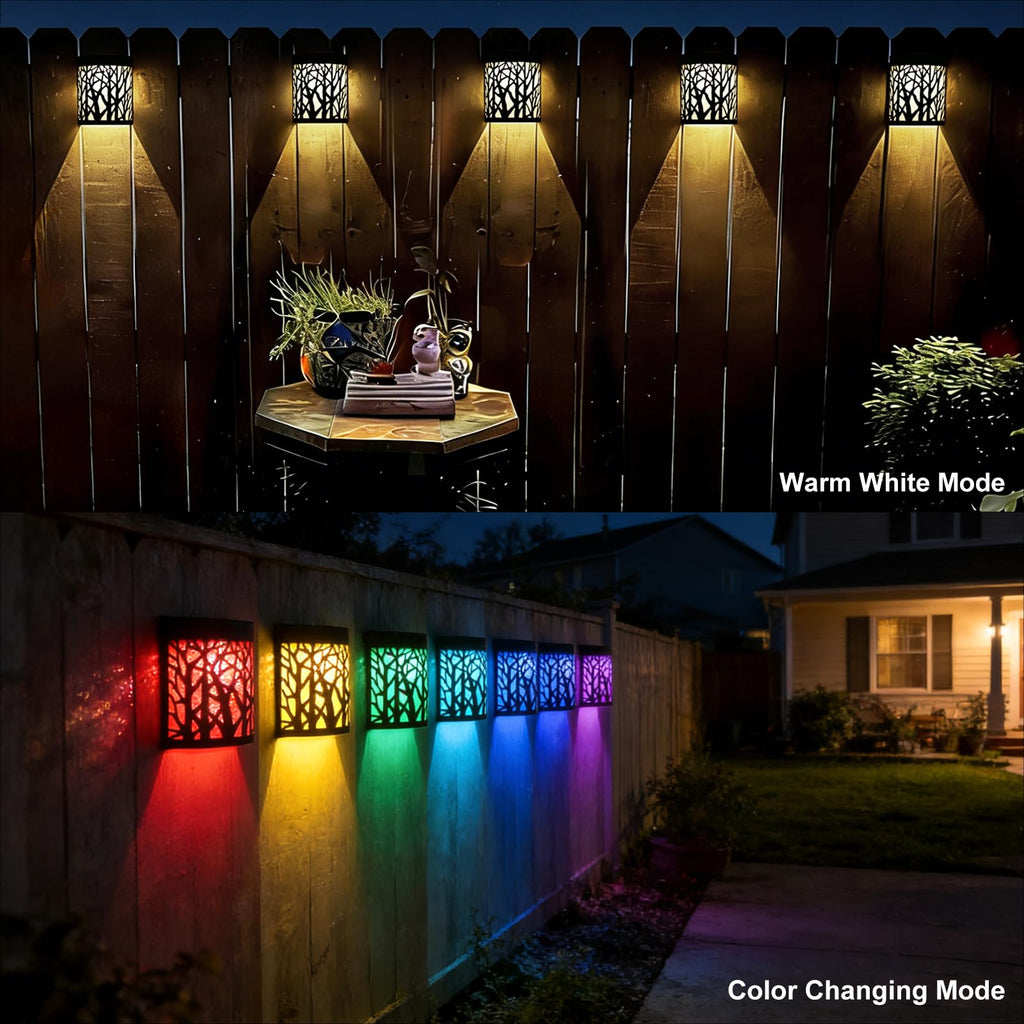 Solar Wall Lights Outdoor Wall Sconce Fence Lights Solar Powered