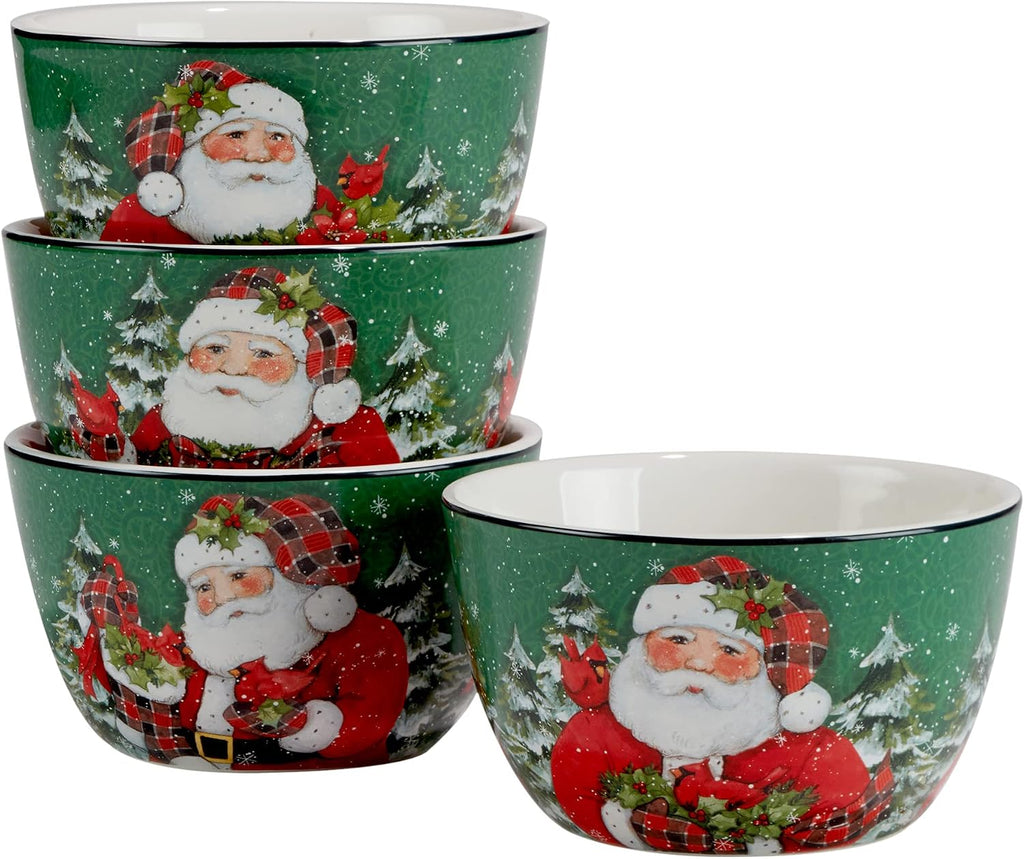 Christmas Lodge Santa 16 pc Dinnerware Set, Service for 4