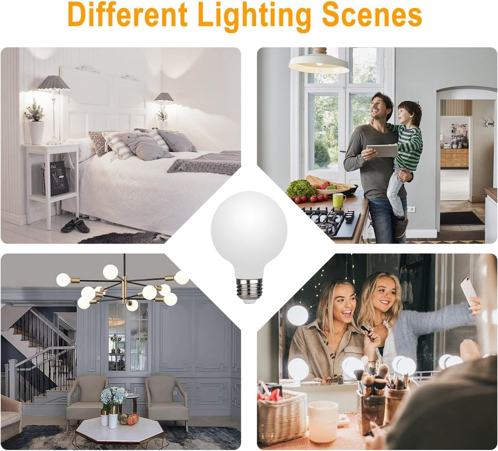 LED Edison Globe Light Bulbs, Neutral White 4000K CRI 90, LED Filament Light Bulb, 5W Equivalent to 40W, G25(G80)