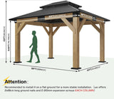 10x12 Wood Gazebo, Hardtop Gazebo with Spruce Frame and Alum - Image 2