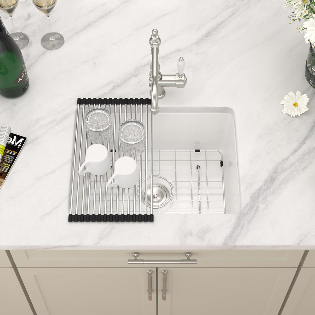 23"x18" Undermount or Drop In Ceramic Wet Bar Sink White