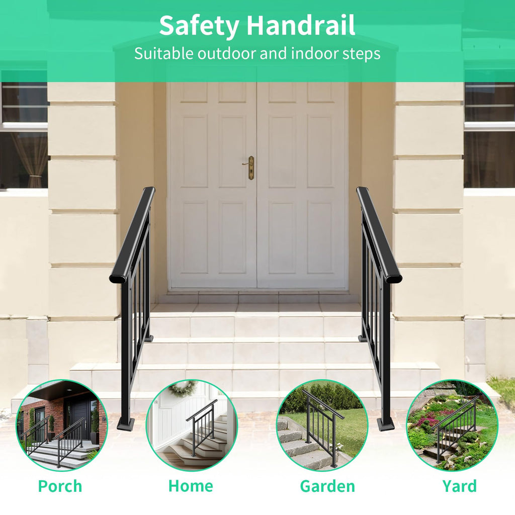 Adjustable Hand Rails for Outdoor Steps, 2‐Step Stair Railing Kit