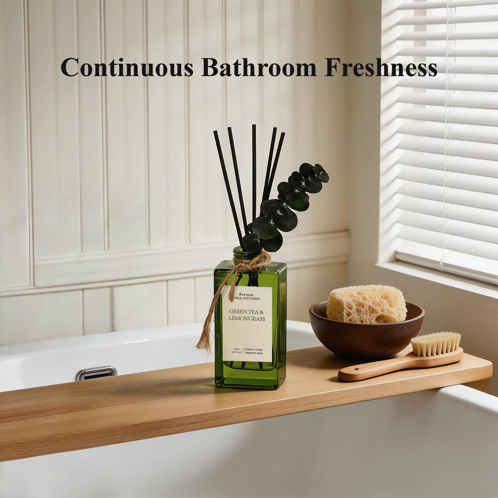 Green Tea & Lemongrass Reed Diffuser, 5.07oz Bathroom Air Freshener