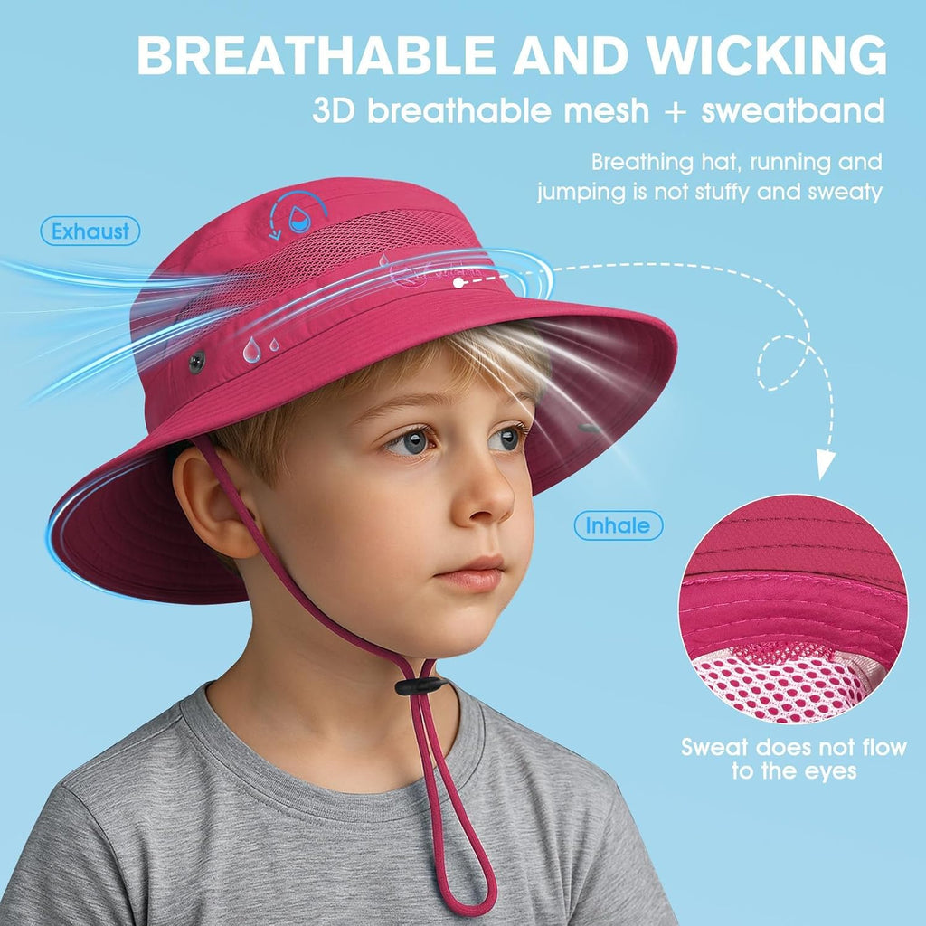 Outdoor Kids Sun Hat UPF 50+ Quick Dry Adjustable Bucket Hat Windproof Waterproof Beach Fishing Safari Hat