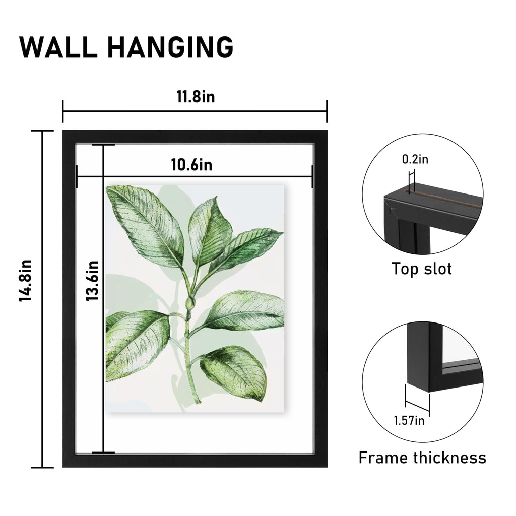 11x14 Floating Picture Frame, Black