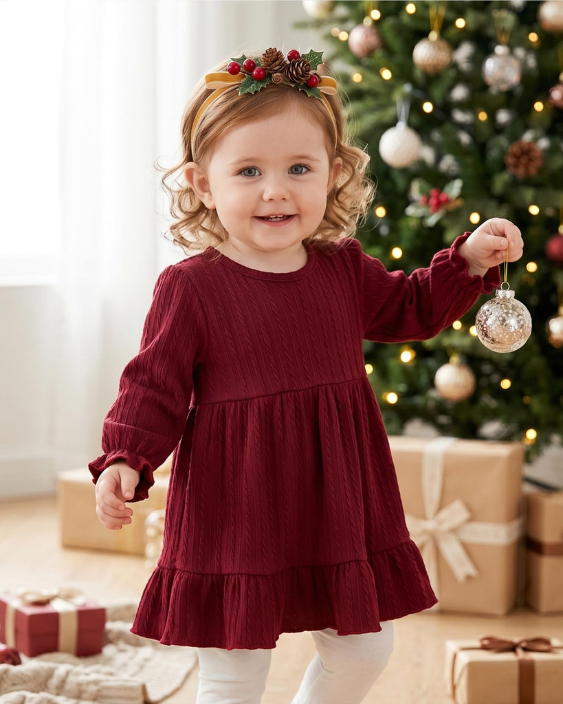 Toddler Baby Dress 18 Fall Red Long Sleeve Casual Dresses