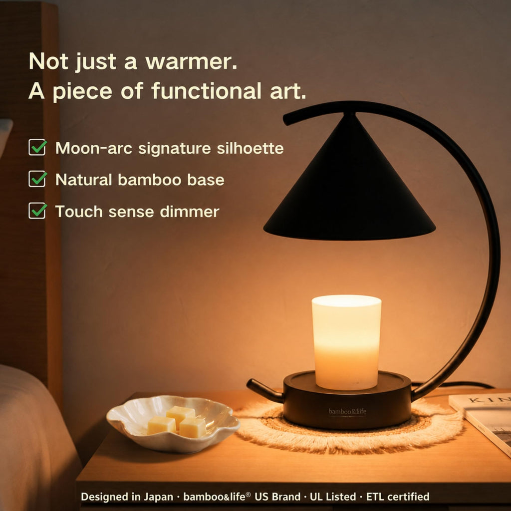 Japandi Moon Arc Candle & Wax Warmer Gift Set, Tsukimi Inspired