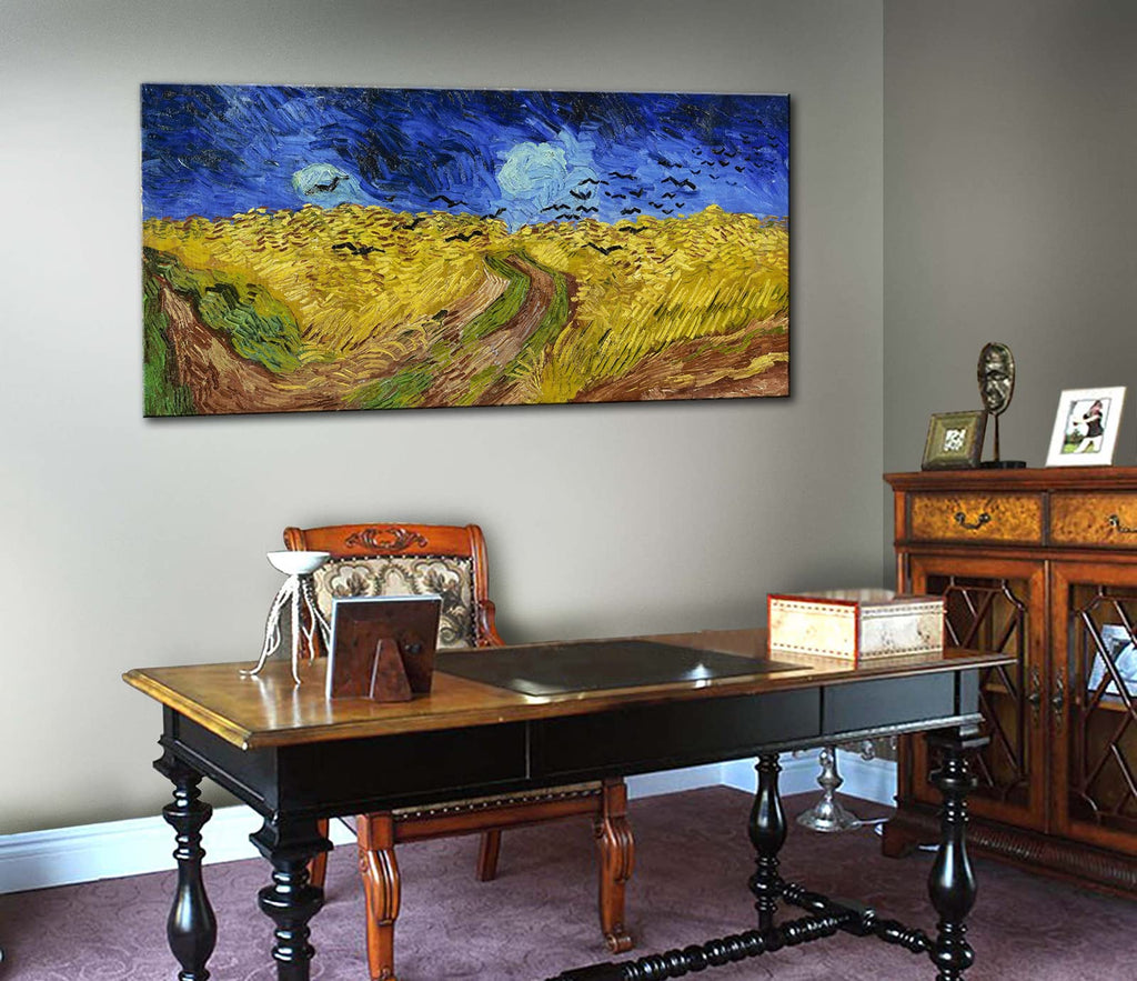 Vincent Van Gogh Canvas Wall Art, Wheatfield with Crows Famous Painting Print, Large Classic Artwork Picture Decor