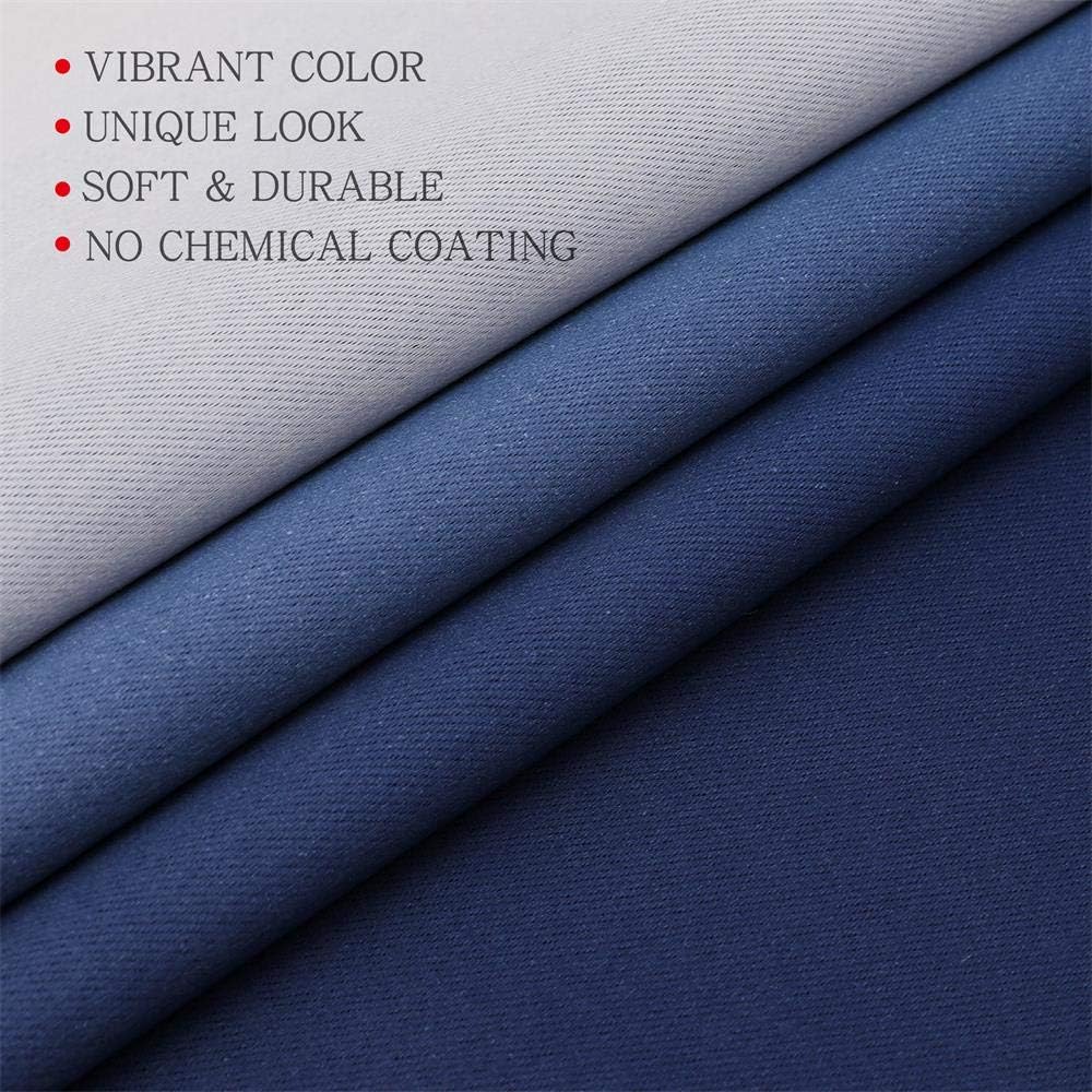Blackout Curtains & Drapes for Bedroom Living Room 84 Inches Long Navy Blue and Greyish White Room Darkening Window