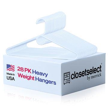 Ultra Heavy Duty Hangers 28 Pack - Thick White Clothes Hangers