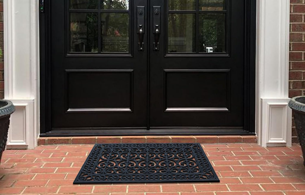 9-LB Heavy Duty Rubber Doormat 24"×36" - Won't Blow Away | Outside Front Door Mat, Mud Dirt Scraper, Non-Slip